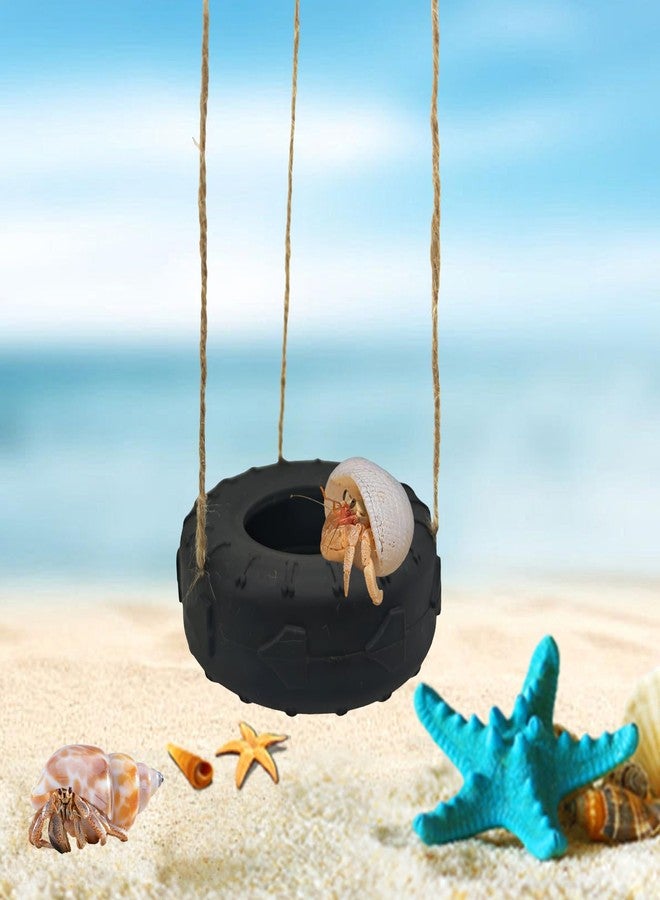 MAGNEECH Colours Hermit Crab Tire Swing,Suction Cup Hook Climbing Toy,Hermit Crab Terrarium Accessories - A Must-Have for Any Reptile Amphibian Small Aquatic Animals Lover(Black) - Image 1